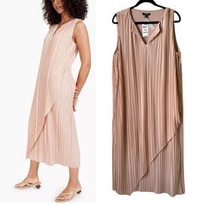 NWT ALFANI Pleated Midi Dress Feminine Wedding Event Pastel Pink Large